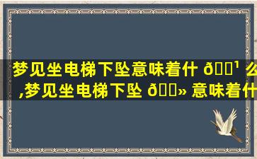 梦见坐电梯下坠意味着什 🌹 么,梦见坐电梯下坠 🌻 意味着什么意思
